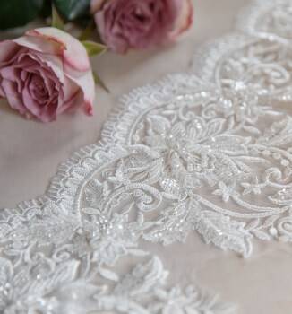 Lace Trim category image from Inter Tex, supplier of bridal fabrics, lace, decor and accessories for B2B and retail orders.