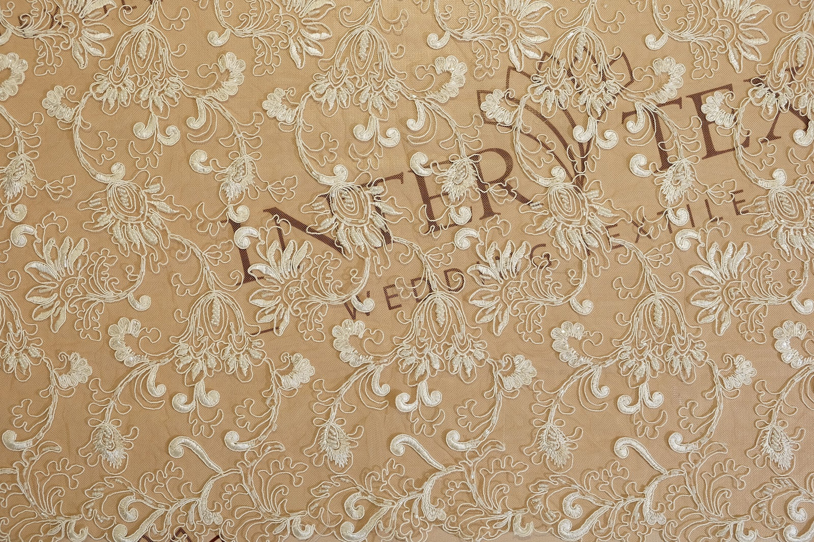 lace fabric with cord and embroidery half width 310848