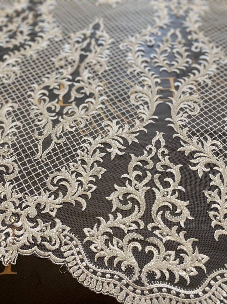 Embroidered fabric 2000000313764 image from the Inter Tex catalogue for bridal fabrics, lace, appliques and B2B atelier orders.