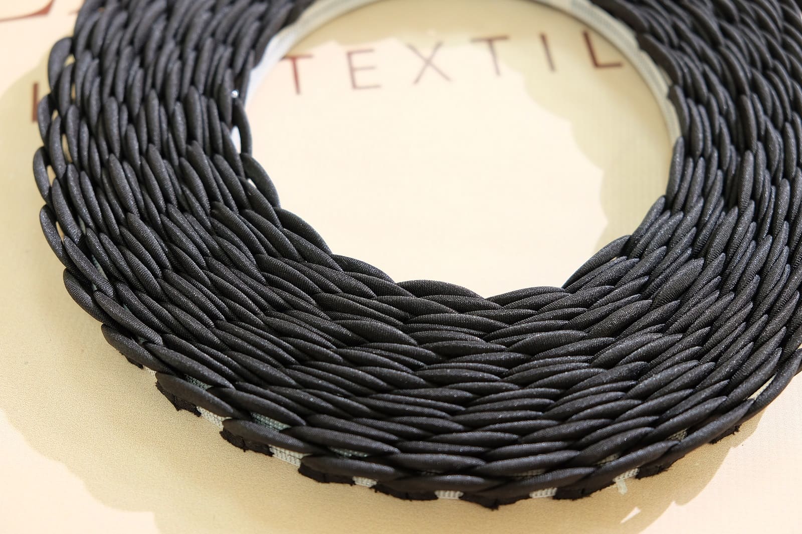 black corset loops on boning, rolled close-up 368887