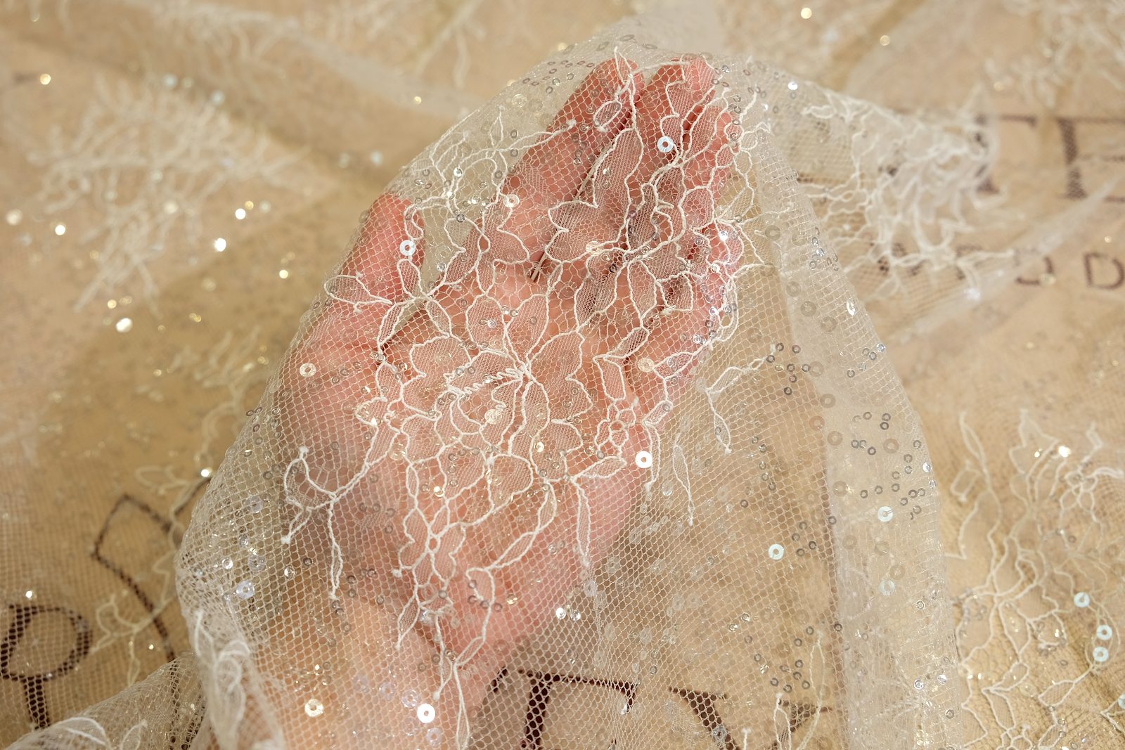 chantilly with sequins on hand 385167