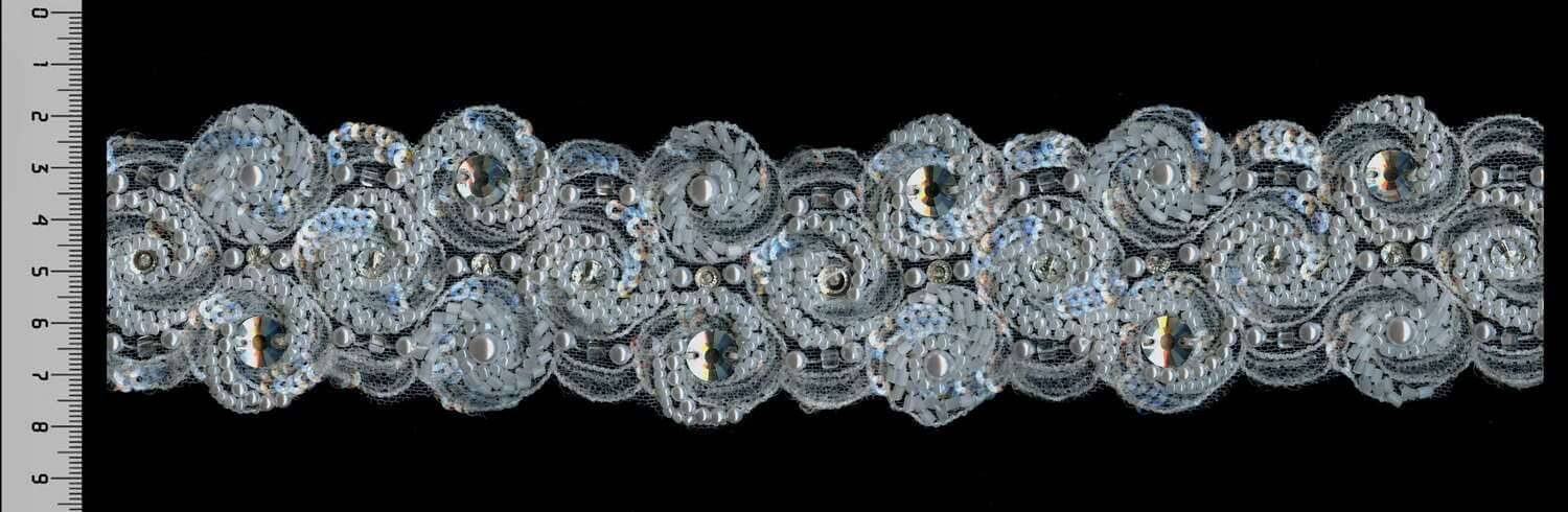 Embroidered belt 2000000012650 image from the Inter Tex catalogue for bridal fabrics, lace, appliques and B2B atelier orders.